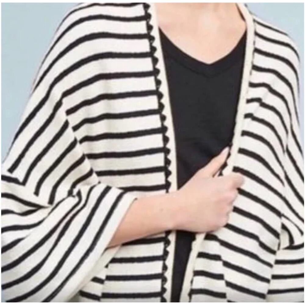 Anthropologie The Korner oversized black white‎ striped cardigan One size